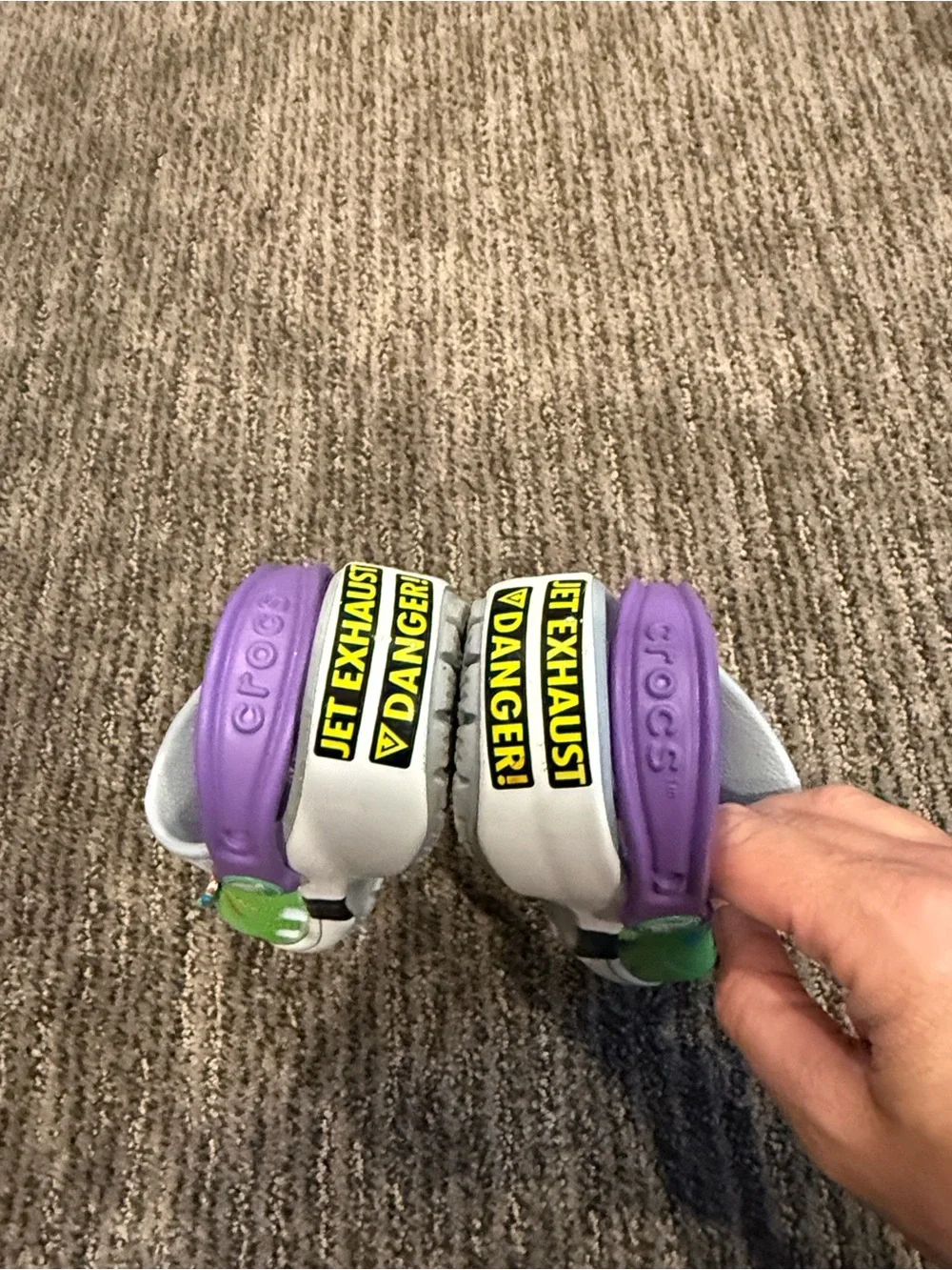 CROCS Buzz Lightyear Green and Purple Kids Clogs (flashing light)